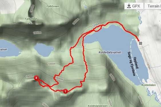Min GPS rute ca 3 timer i bevegelse.
